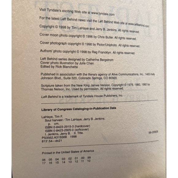 Soul Harvest Jenkins LaHaye Paperback Left Behind Series Book 4 Apocalyptic - Picture 10 of 11